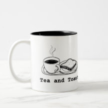 Minimalistische Teekissen- und Toast-Handzeichnung
