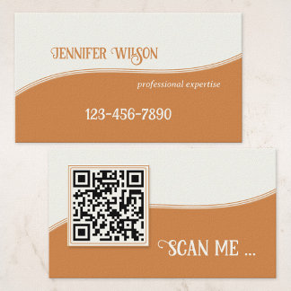 Minimalistische Terra Cotta QR Code Business Card Visitenkarte