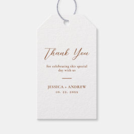 Minimalistische Terra Cotta & White Simple Wedding Geschenkanhänger