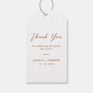 Minimalistische Terra Cotta & White Simple Wedding Geschenkanhänger