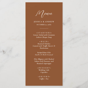Minimalistische Terra Cotta & White Simple Wedding Menükarte