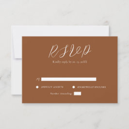 Minimalistische Terra Cotta & White Simple Wedding RSVP Karte