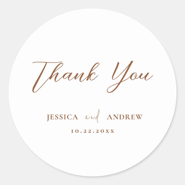 Minimalistische Terra Cotta & White Simple Wedding Runder Aufkleber (Vorderseite)