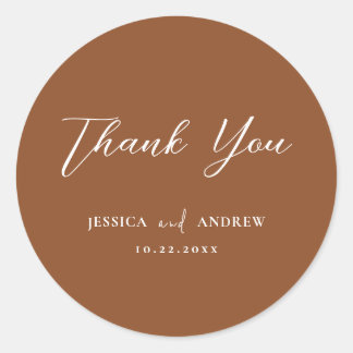 Minimalistische Terra Cotta & White Simple Wedding Runder Aufkleber