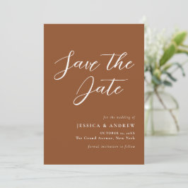 Minimalistische Terra Cotta & White Simple Wedding Save The Date