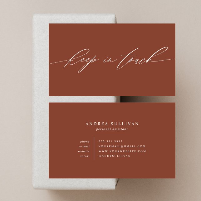 Minimalistische Terracotta Behalten in Touch Konta Visitenkarte (Von Creator hochgeladen)