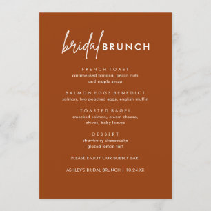 Minimalistische Terracotta Bridal Brunch Menü Card Menükarte