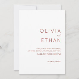 Minimalistische Terracotta-Hochzeit Einladung