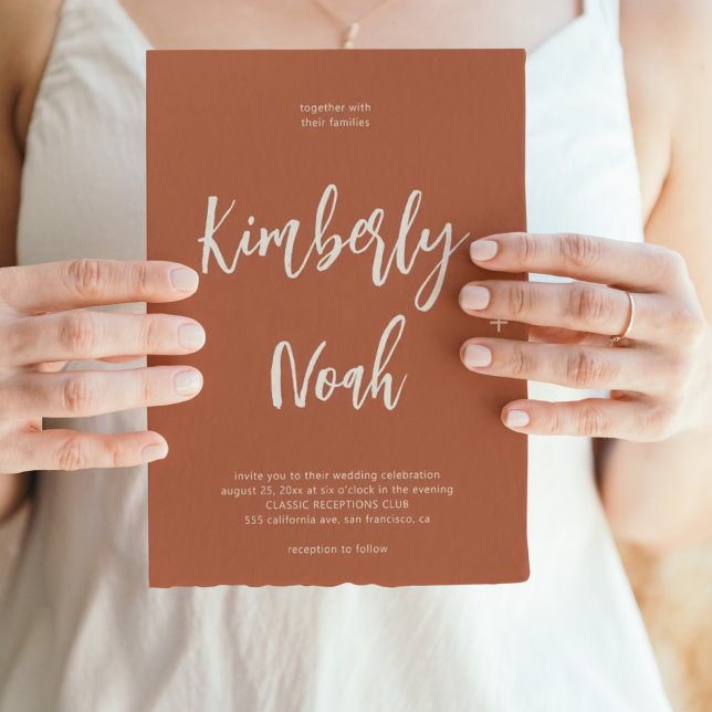 Minimalistische Terracotta-Hochzeit Einladung (Von Creator hochgeladen)