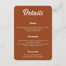 Minimalistische Terracotta-Hochzeitsinformationen