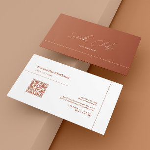 Minimalistische Terracotta-Linie und QR-Code für S Visitenkarte