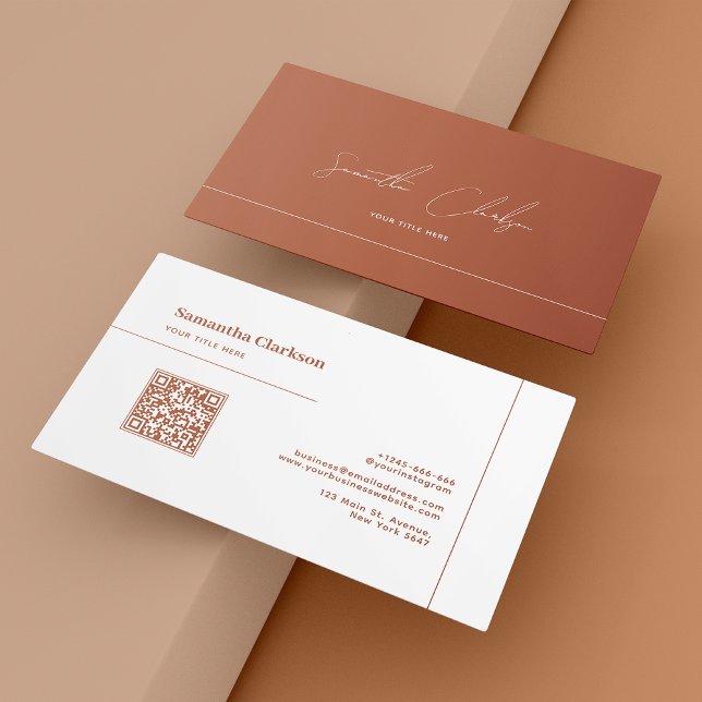 Minimalistische Terracotta-Linie und QR-Code für S Visitenkarte (Von Creator hochgeladen)