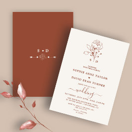 Minimalistische Terracotta Monogram Wedding Einladung