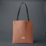 Minimalistische Terracotta-Monogramm-Eigeninitiale<br><div class="desc">Minimalistische elegante,  moderne Terrakotta- und weiße Monogramm-Initialen mit dem Namen personalisierte schlichte Farbe Tote Beutel</div>