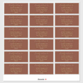 Minimalistische Terracotta Wedding Guest Address Aufkleber