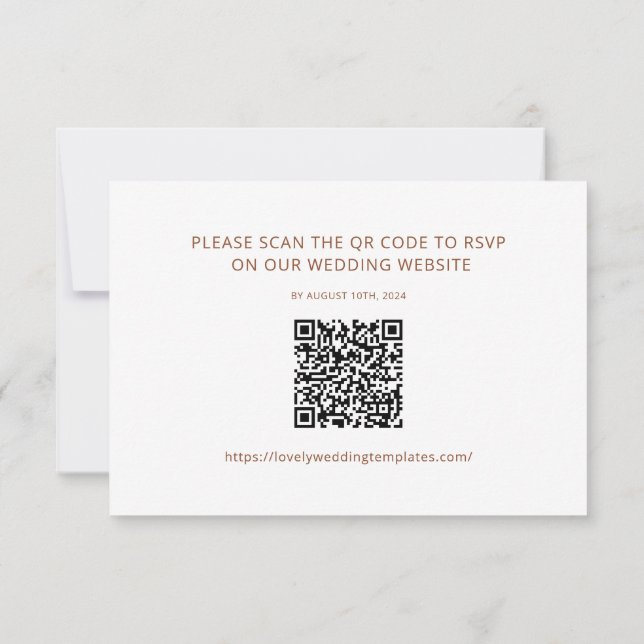 Minimalistische Terracotta Wedding RSVP QR Code Ca Mitteilungskarte (Rückseite)