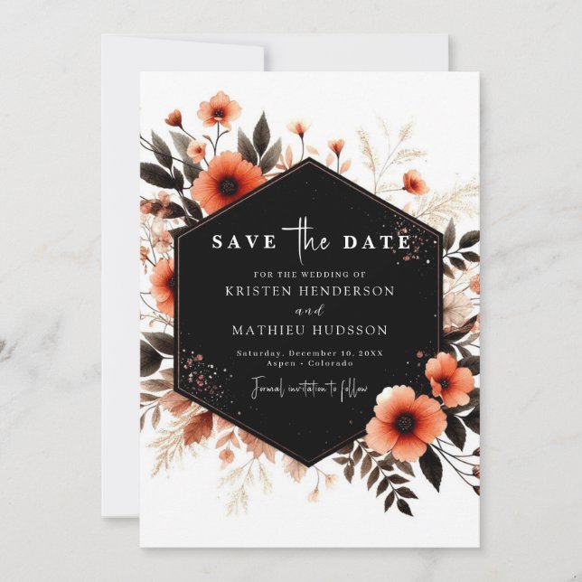Minimalistische Terracotta Wedding Save The Date (Vorderseite)
