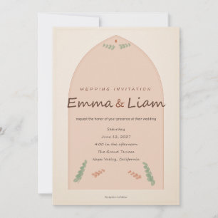 Minimalistische Terrakotta-Botanik-Hochzeitseinlad