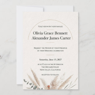 Minimalistische Terrakotta-Botanik-Hochzeitseinlad Einladung
