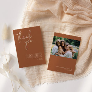 Minimalistische Terrakotta-Brautparty Dankeskarte
