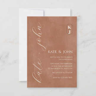 Minimalistische Terrakotta-Hochzeitseinladung | Mo Dankeskarte