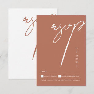 Minimalistische Terrakotta-Script-Typografie-Hochz RSVP Karte