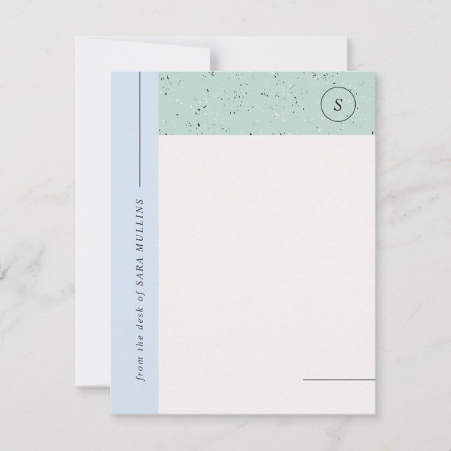 Minimalistische Terrazzo Monogram Stationery - Bla Ankündigung (Vorderseite)