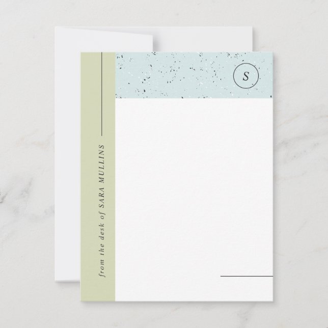 Minimalistische Terrazzo Monogram Stationery - Gre Ankündigung (Vorderseite)