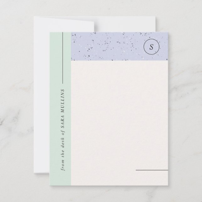 Minimalistische Terrazzo Monogram Stationery - Min Ankündigung (Vorderseite)