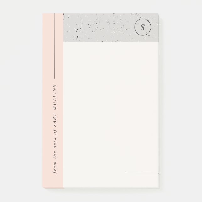 Minimalistische Terrazzo Monogramm Post - its - Gr Post-it Klebezettel (Vorderseite)