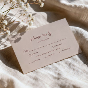 Minimalistische tiefe Weinrote Hochzeits-RSVP-Kart Begleitkarte