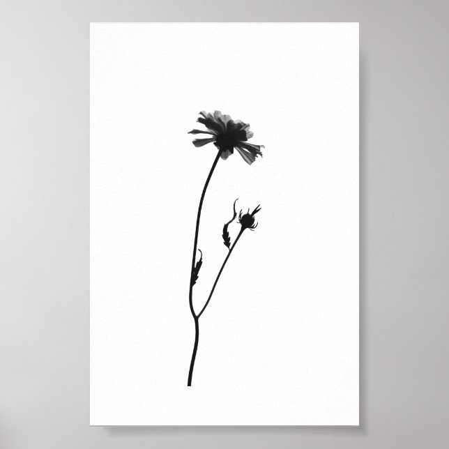 Minimalistische Tinte Blume Abstrakte Florenz Kuns Poster (Vorne)