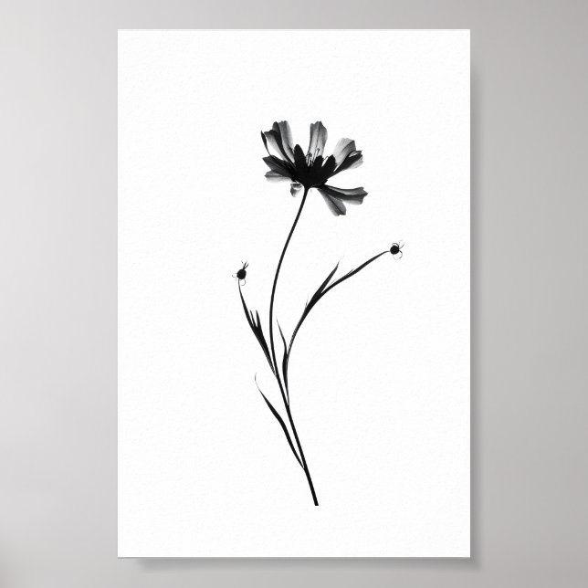 Minimalistische Tinte Blume Abstrakte Florenz Kuns Poster (Vorne)