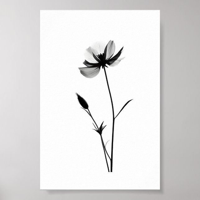Minimalistische Tinte Blume Abstrakte Florenz Kuns Poster (Vorne)