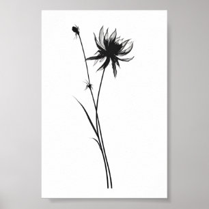 Minimalistische Tinte Blume Abstrakte Florenz Kuns Poster