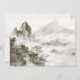 Minimalistische Tinten-Nebel-Zen-Berglandschaft Ankündigung