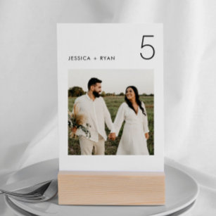 Minimalistische Tischnummer des Hochzeitsstils Fot