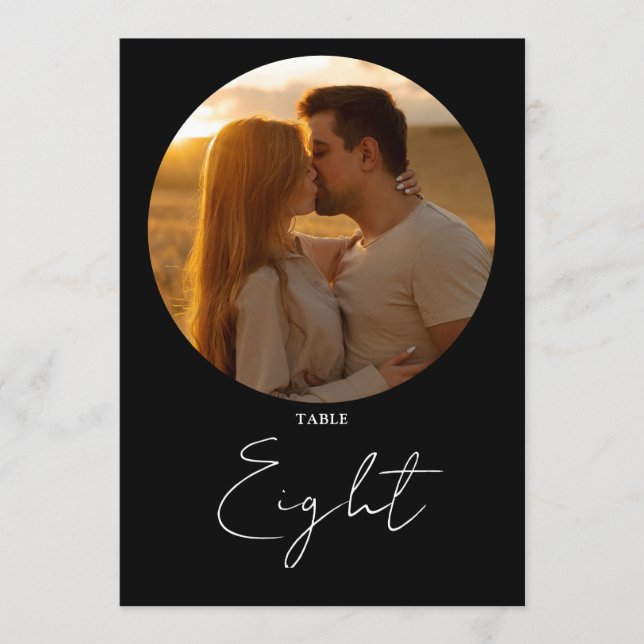 Minimalistische Tischnummer für Schwarz und Weiß (Vorderseite)