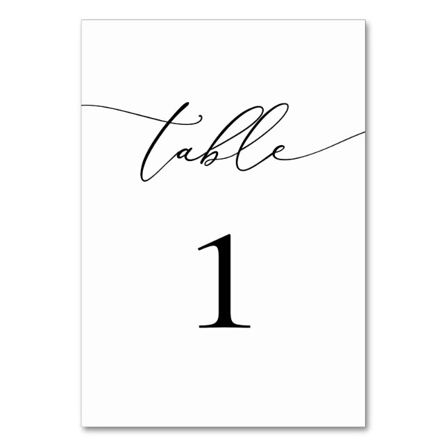 Minimalistische Tischnummer Schwarz/Weiß (Vorderseite)