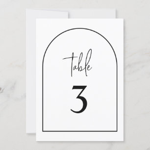 Minimalistische Tischnummer Schwarz/Weiß