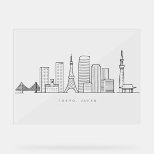 Minimalistische Tokyo-Skyline-Illustration Acrylschild