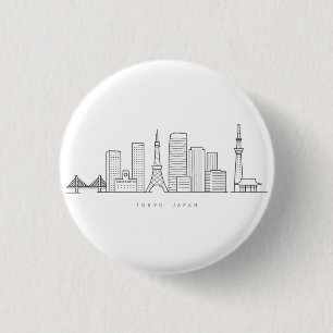 Minimalistische Tokyo-Skyline-Illustration Button