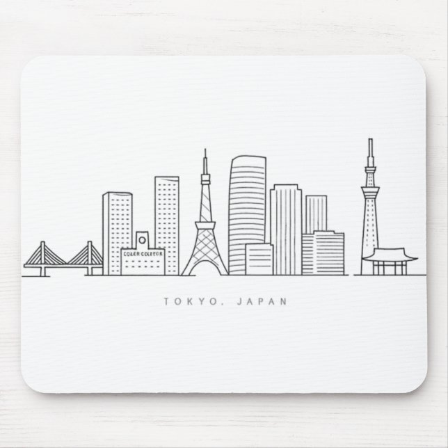 Minimalistische Tokyo-Skyline-Illustration Mousepad (Vorne)