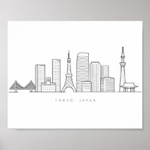 Minimalistische Tokyo-Skyline-Illustration