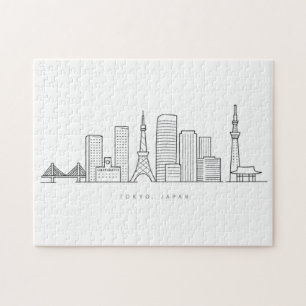 Minimalistische Tokyo-Skyline-Illustration Puzzle