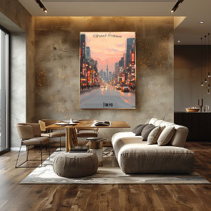Minimalistische Tokyo Skyline - Subtile Tones Japa Poster