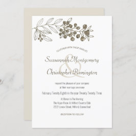 Minimalistische Top Border Berry Leaf Wedding Einladung