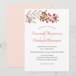 Minimalistische Top Border Berry Leaf Wedding Einladung