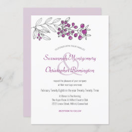 Minimalistische Top Border Berry Leaf Wedding Einladung