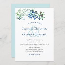Minimalistische Top Border Berry Leaf Wedding Einladung